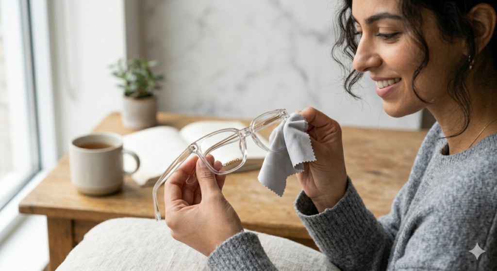 Proper way to clean and maintain women's blue light glasses