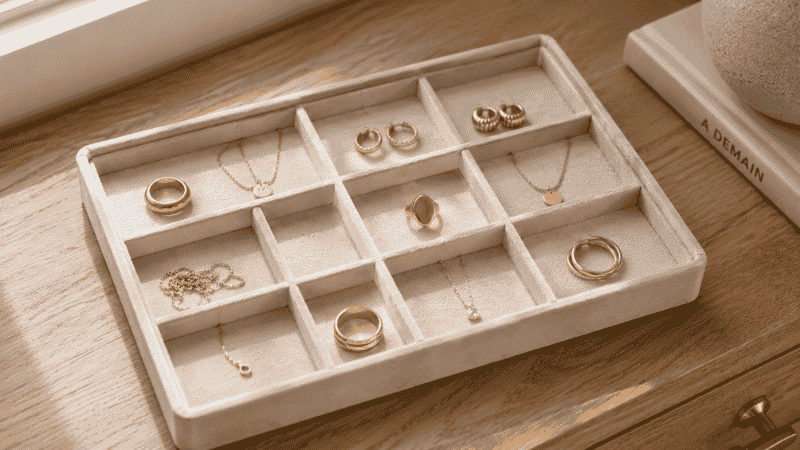 storing gold plated jewelry in individual compartments to prevent tarnishing